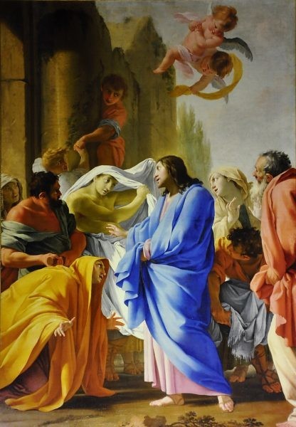 «La résurrection du fils de la veuve de Naïm» d'Eustache Le Sueur (vers 1650).
