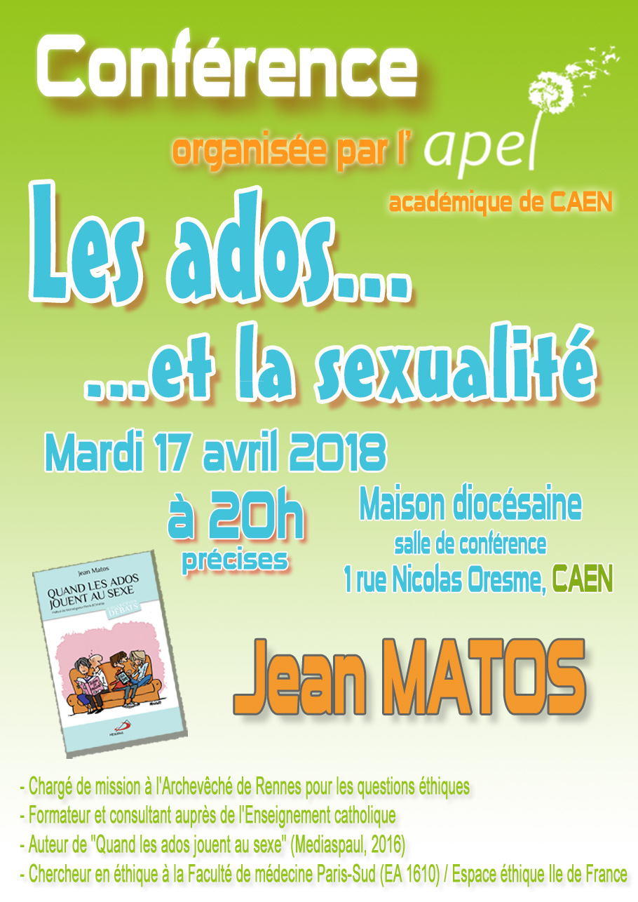 Conférence organisée par l'APEL (Association des Parents d'élèves de l'enseignement catholique) du Calvados,